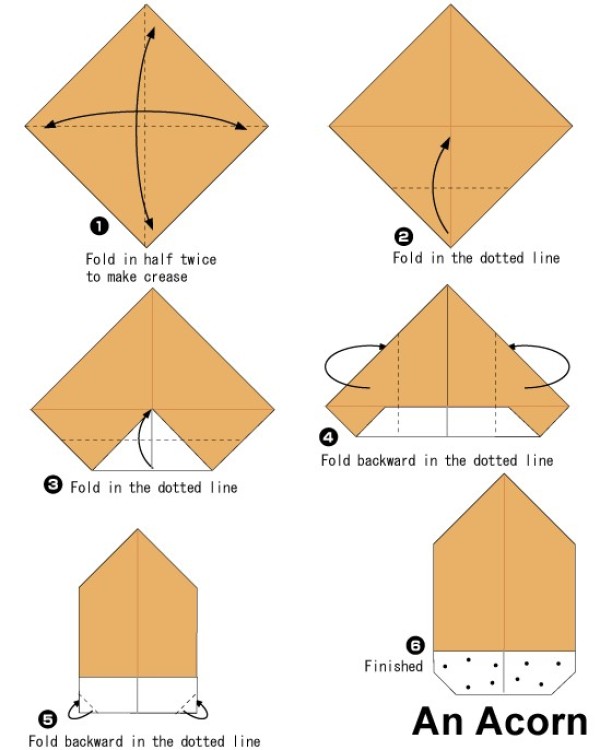 Manual origami simple acorn origami tutorial