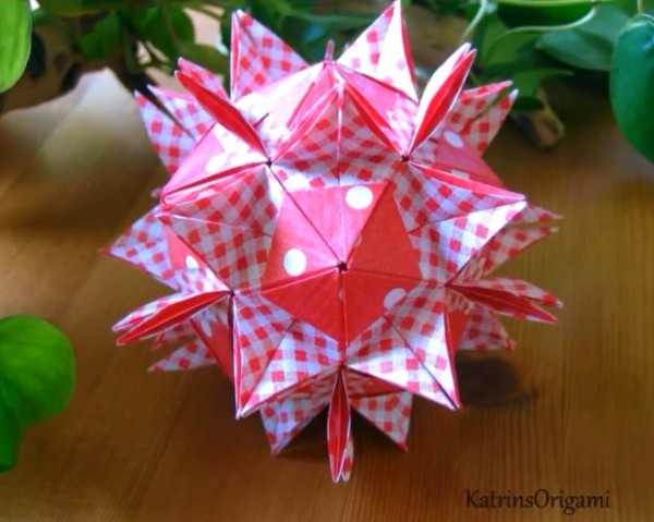 Origami Encyclopedia: Origami Flower Ball Lantern Floral Cloth Handmade Origami Video Tutorial