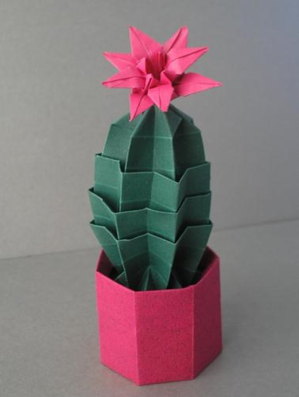 Origami Cactus Origami Drawing Tutorial [Plant Origami Atlas]