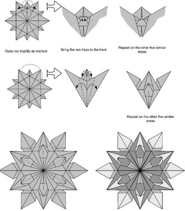 Origami Snowflake Drawing Tutorial