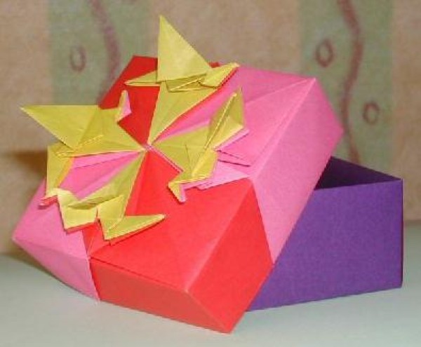 Momoya Haoyings paper crane origami box drawing tutorial [origami box diagram]