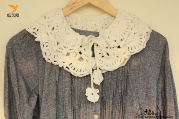 How to make a collar? Illustration of crochet handmade beautiful collar making pattern