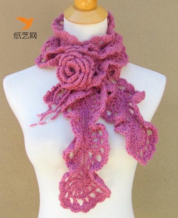 Tutorial on how to knit DIY five-leaf flower scarf by hand