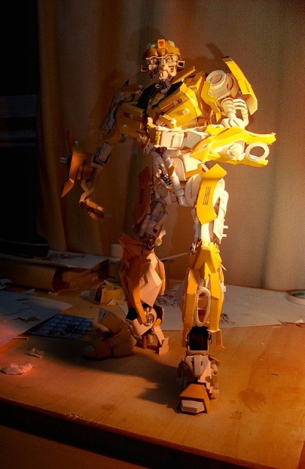 Transformers Bumblebee made of paper by Chinese people