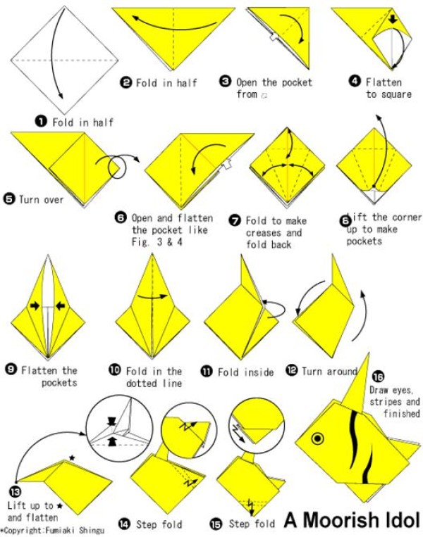 Simple Origami Horned Butterfly Fish Origami Tutorial for Children