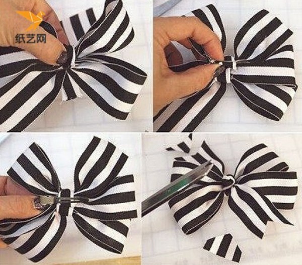 Illustrated tutorial on how to make handmade ribbon large bow headdress