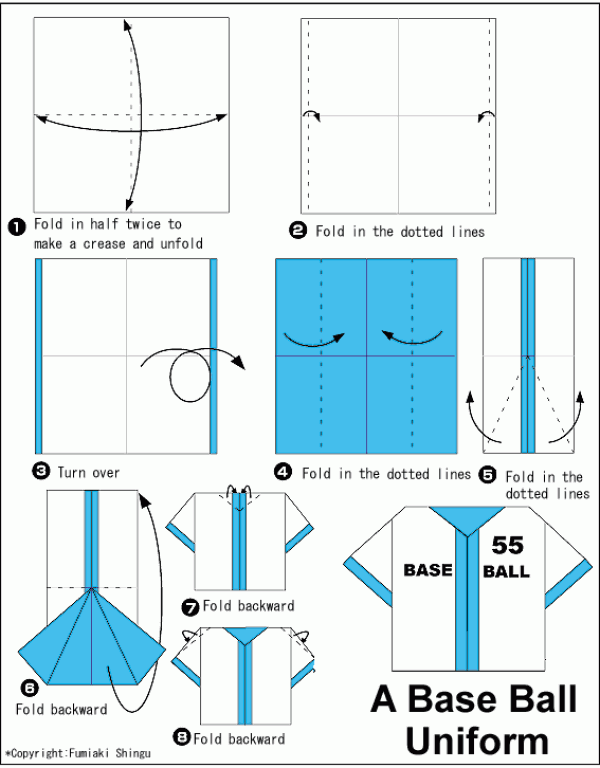 Childrens simple handmade origami clothing baseball uniform tutorial