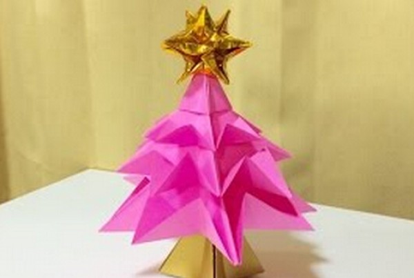 Christmas tree origami DIY production video tutorial