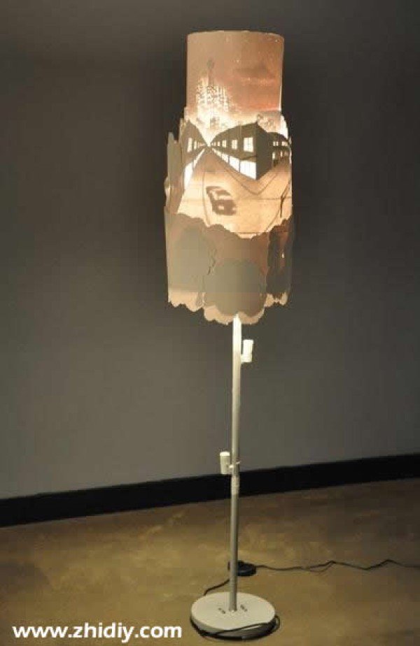 Three-dimensional paper lampshade art