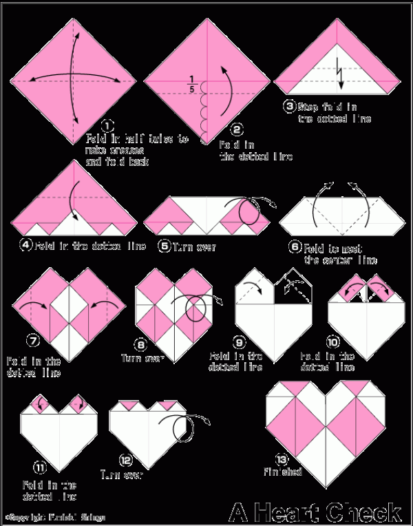 Broken Heart Origami Illustrated Tutorial