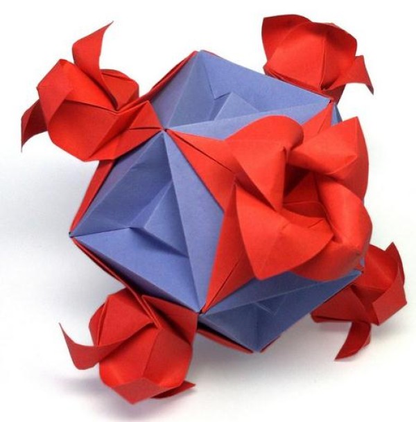 How to fold origami roses Origami ball-shaped rose origami illustrated tutorial