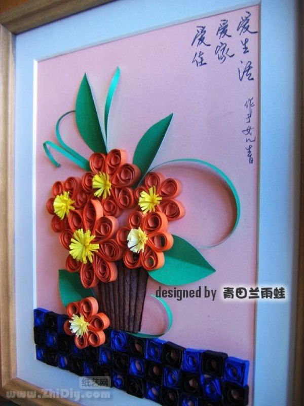 Qingtian orchid tree frog exquisite paper quilling work