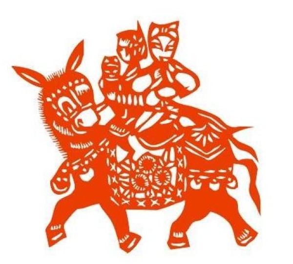 Shaanxi Paper-cut Pattern Tutorial: Riding a Donkey Paper-cut Window Decoration Making Tutorial