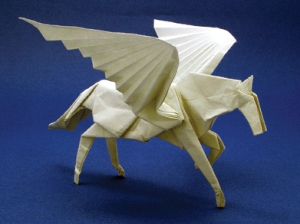 Kamiya Tetsushi origami Pegasus origami drawing tutorial [Fantasy Origami Atlas]