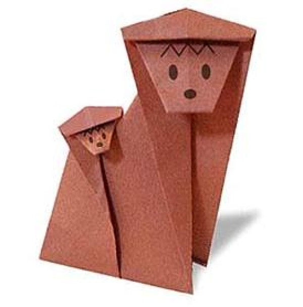 Two cute monkeys origami tutorial for children