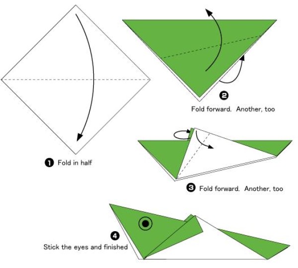 Simple Origami Grasshopper Illustrated Tutorial for Children