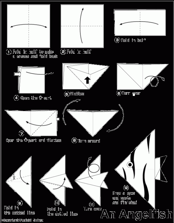 Simple origami tutorial for angelfish