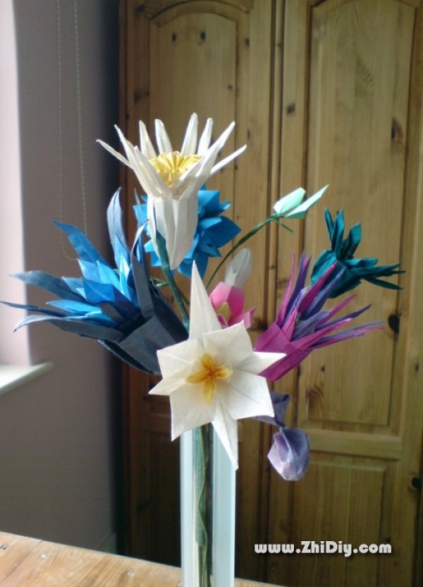 Paper flowers in the living room