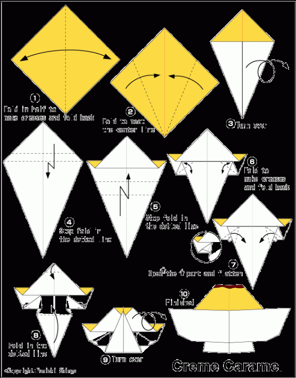 Pudding simple origami tutorial for children