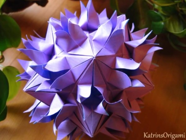 Origami ball flower lantern making method pomegranate flower DIY making tutorial