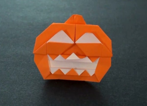 Simple video tutorial on how to make Halloween handmade origami Jack-o-lantern pumpkins