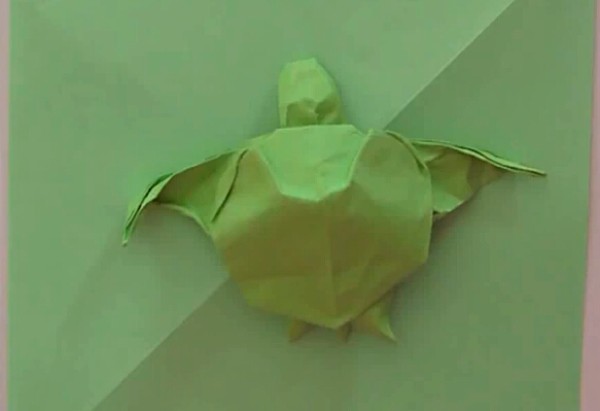 Video tutorial on hand-made origami making of simulated origami turtle