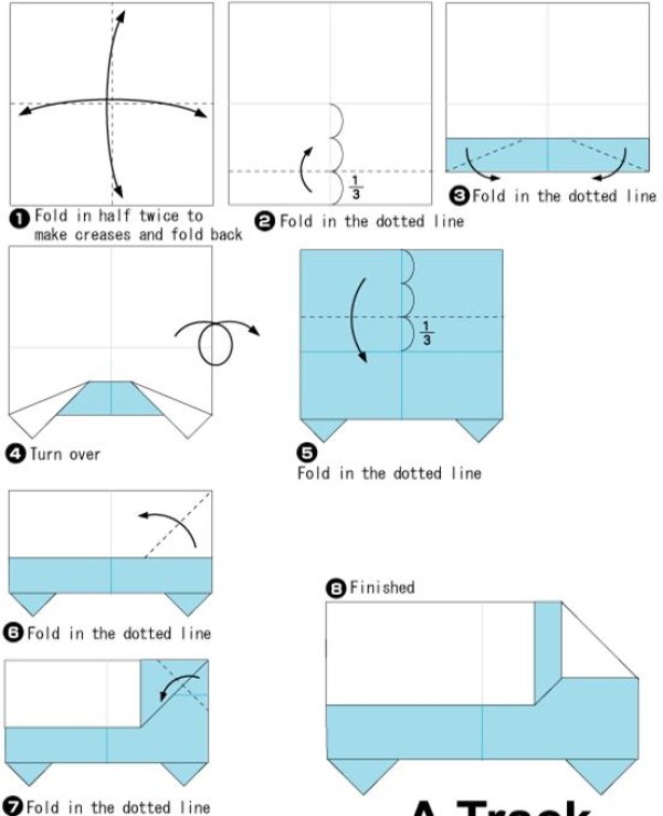 Simple Origami Truck Childrens Origami Tutorial