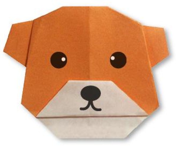 Simple origami bear face tutorial illustration