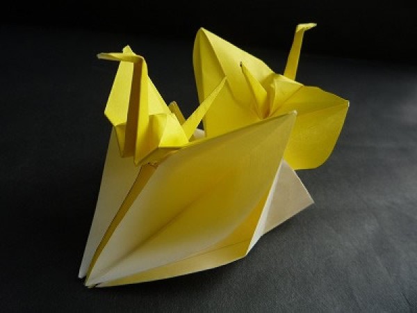 Origami double paper cranes