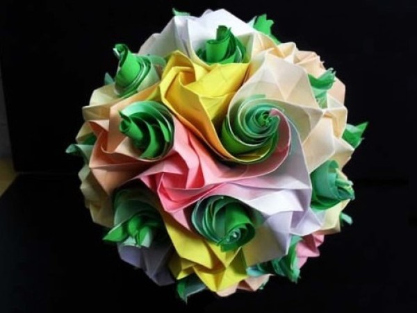 Origami Rose Paper Ball Flower Handmade Tutorial