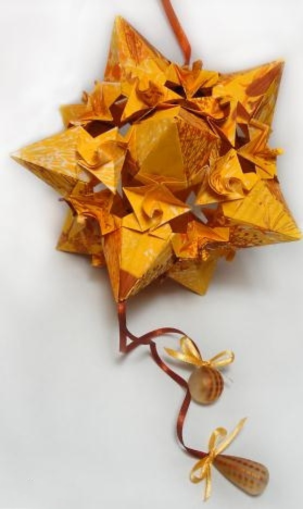 Cream Star Paper Ball Flower Handmade Tutorial