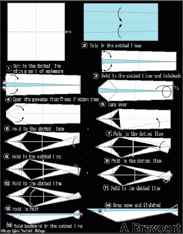 Simple handmade origami tutorial for children of saury