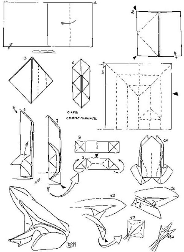 Wet origami frog origami chart