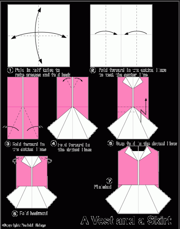 Simple origami clothing tutorial for children - origami skirt