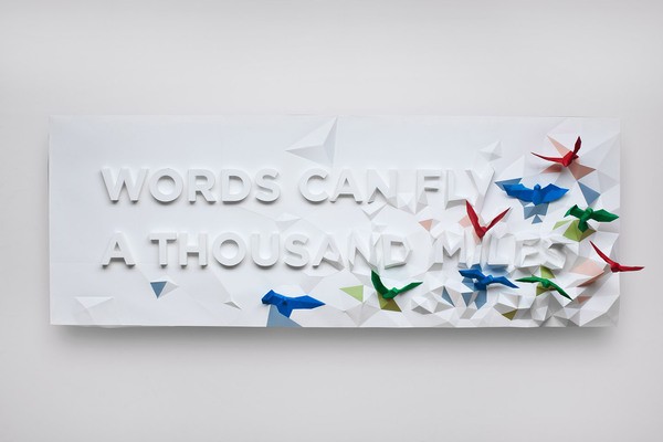 Words Fly Thousands of Miles Paper Sculpture 3D Poster