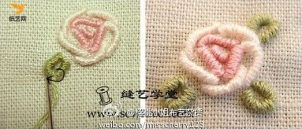 How to make cross stitch? Illustrated tutorial on how to make handmade cross-stitch roll needle embroidery roses