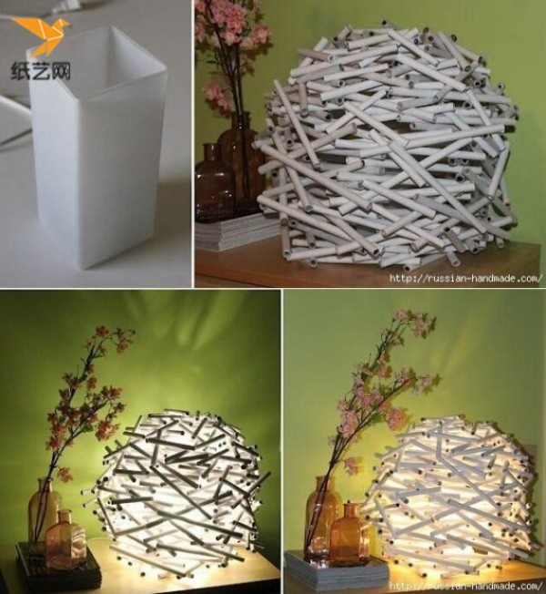 How to recycle old newspapers? Illustrated tutorial on how to use old newspaper waste to create hand-made artistic desk lampshades