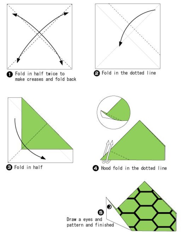 Simple origami turtle tutorial for children