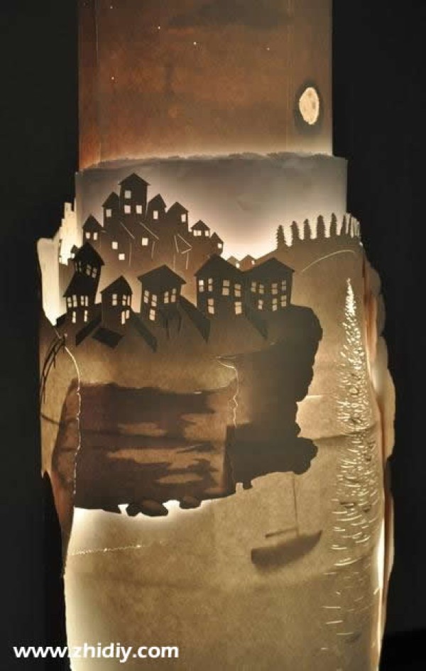 Three-dimensional paper lampshade art