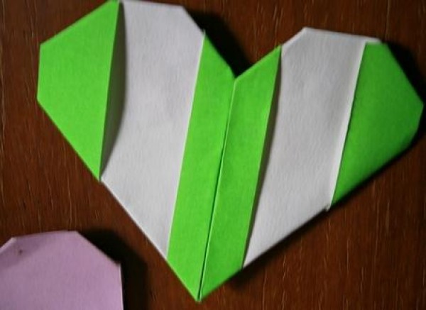 Valentines Day Striped Origami Heart Handmade Origami Illustrations