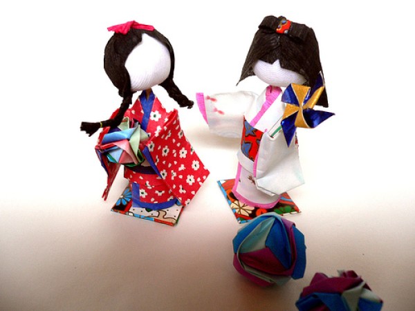 Cute Japanese kimono paper art doll