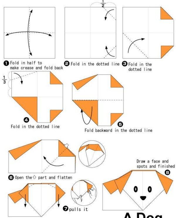 Simple origami puppy origami tutorial