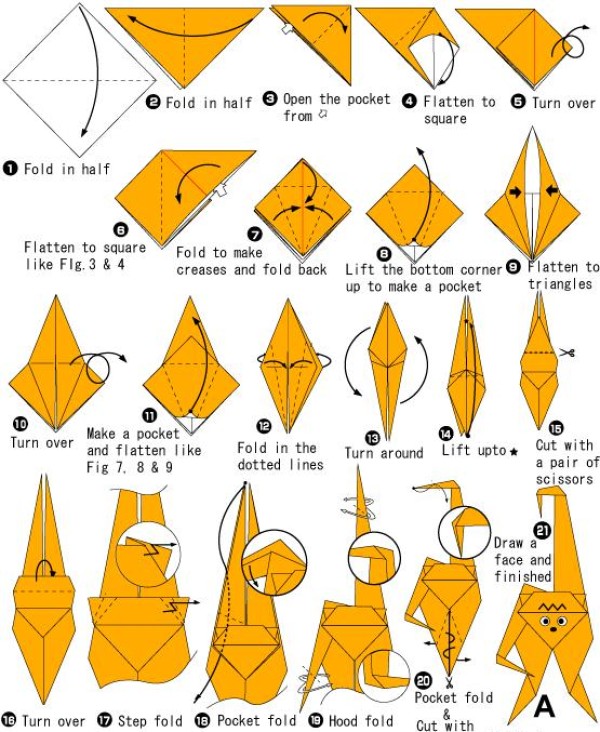 Simple tutorial for children to make gibbon origami by hand