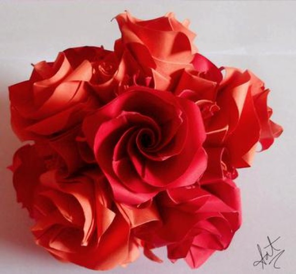 Super simple paper origami rose real photo tutorial