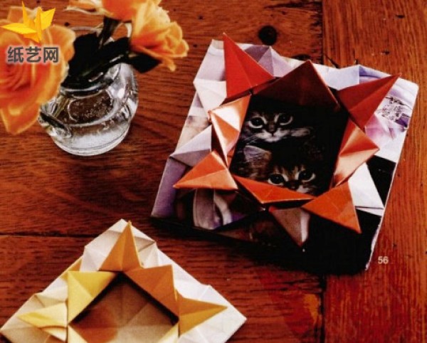 Turn waste into treasure by using old origami to make flower-shaped photo frames by hand origami