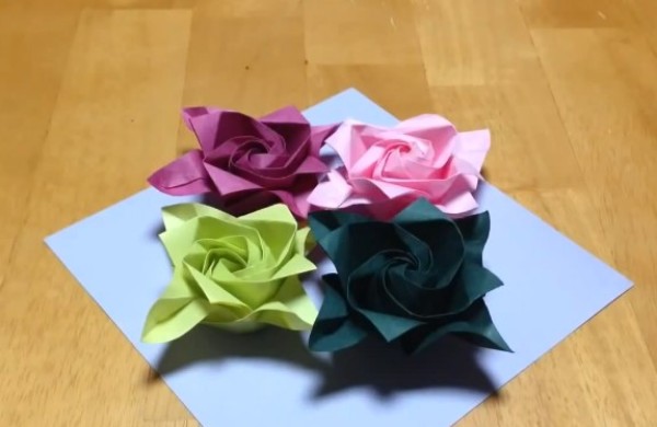 A complete collection of origami rose techniques - Sword-shaped petal rose hand origami video tutorial