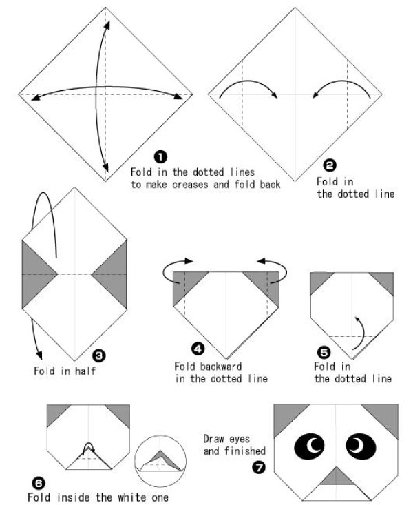 Origami Panda Face Illustrated Tutorial