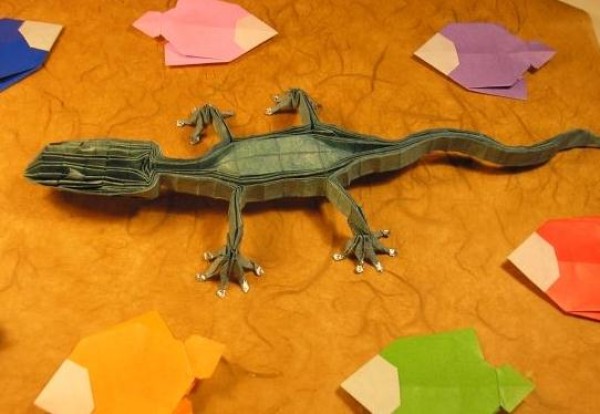 Origami giant gecko origami drawing tutorial [animal origami drawing]