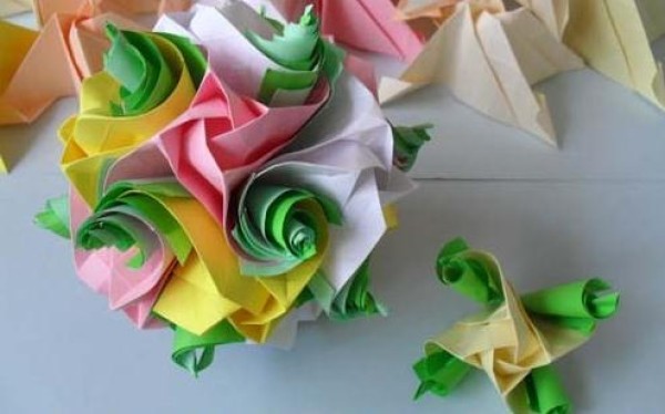 Origami Rose Paper Ball Flower Handmade Tutorial