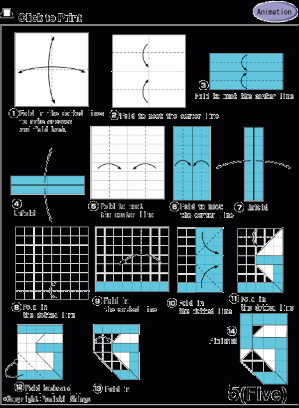 Origami Number 5 Manual Origami Illustrated Tutorial